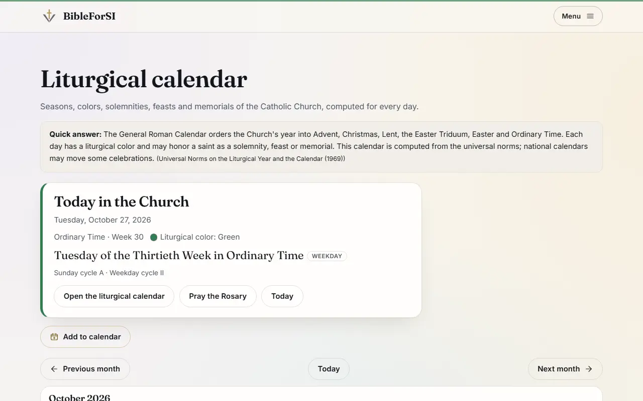 Screenshot: Calendar subscriptions