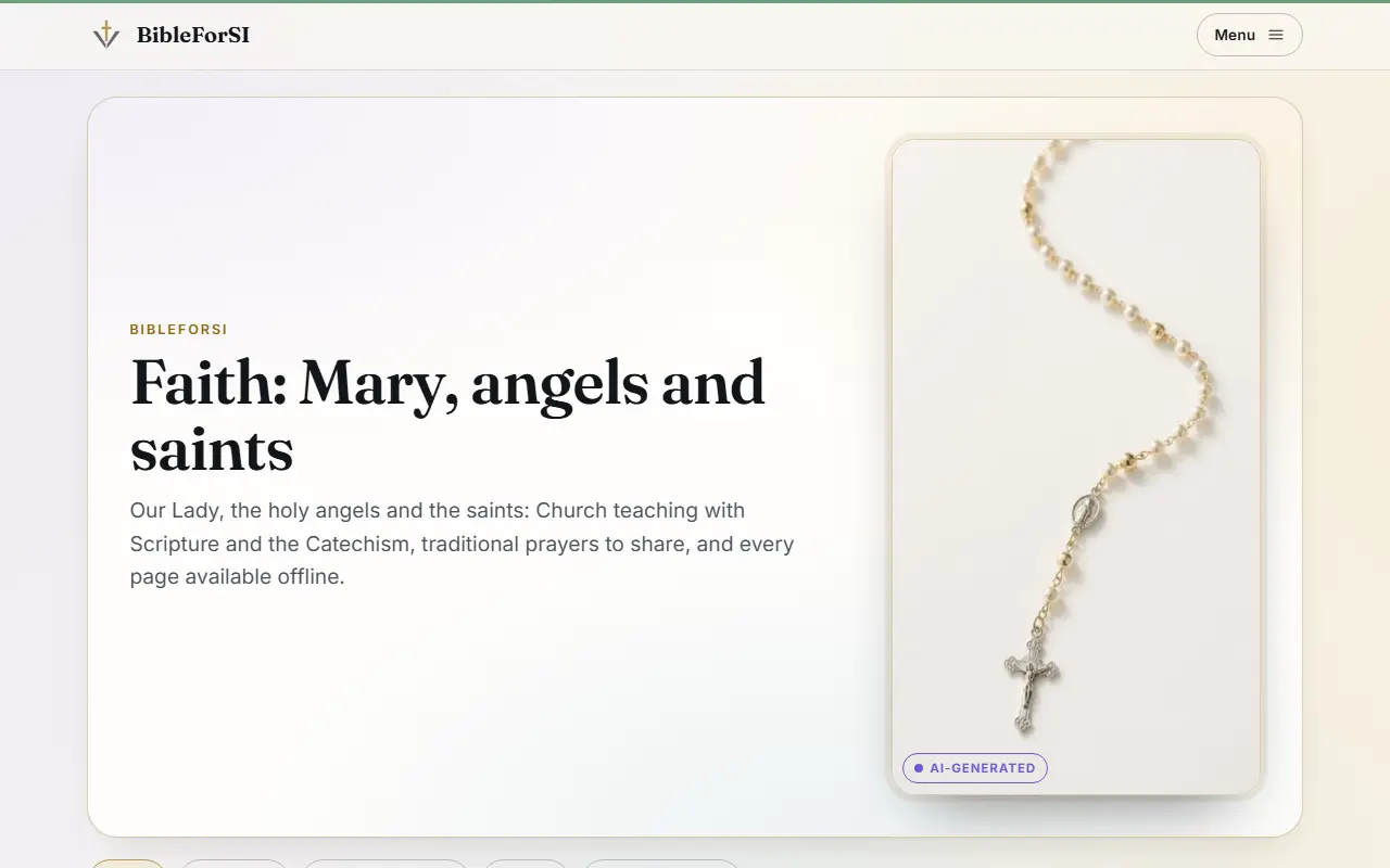 Screenshot: Mary, angels, saints and our shepherds