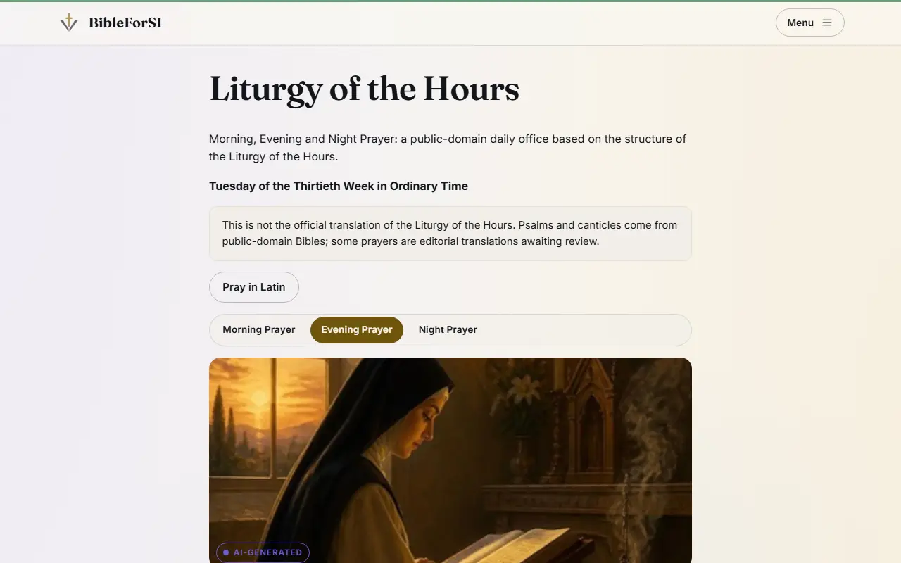 Screenshot: Liturgy of the Hours