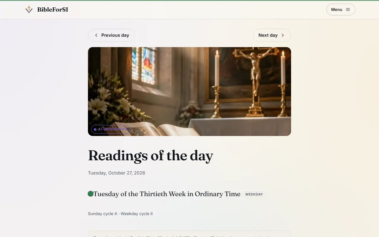 Screenshot: Daily Mass readings