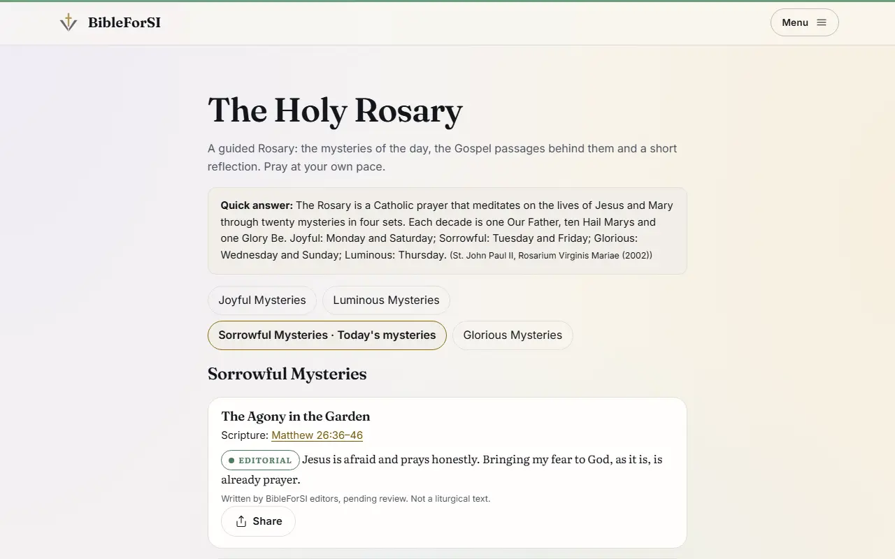 Screenshot: The Rosary, with voice