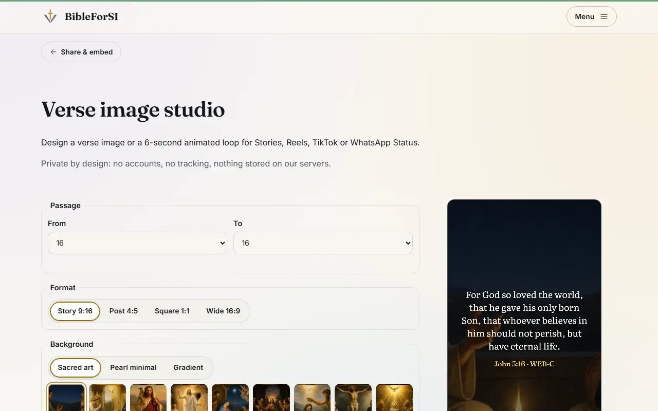 Screenshot: Share studio, GIFs and loops