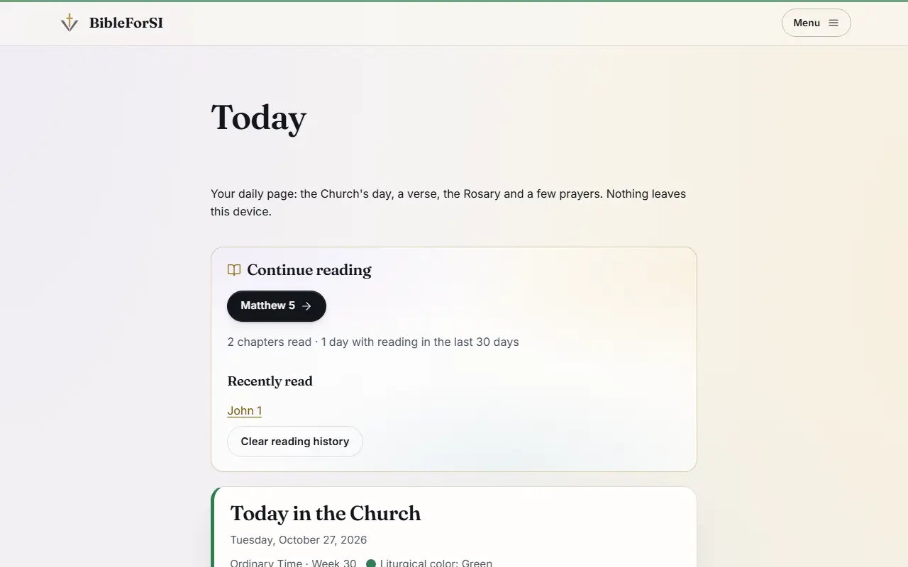 Screenshot: Today in the Church