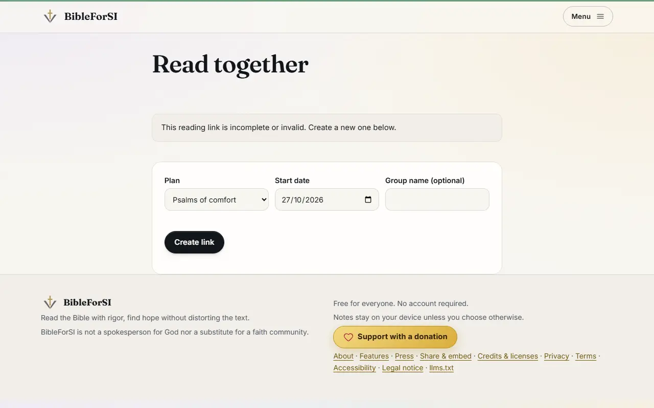 Screenshot: Reading plans, together